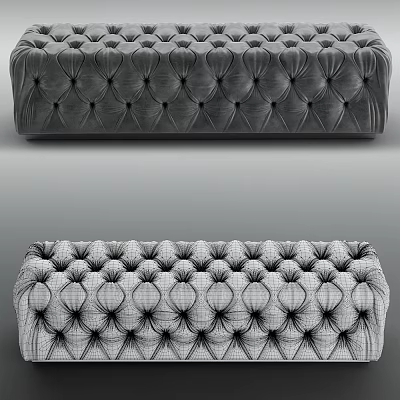 Tufted Upholstered Sofa Bench With Button Detailing And Padded Design 3d model