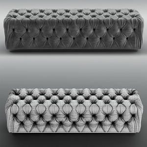 Modern Sofa Stool Black Soft Bench 3d model