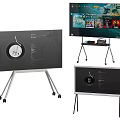 Sleek Flat Screen TV With Mobile Rolling Stand And Digital Content 3d model