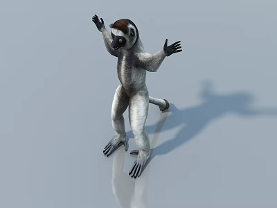 Reptile 3D Model in Standing Pose With Open Arms and Shadow on Light Blue Background 3d model