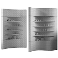 Modern Curved Partition Design With Elegant Floating Shelves And Small Decorative Lights