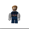 Building Block Captain America Minifigure Front and Back View with Blue Uniform Star Logo