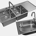 Stainless Steel Double Bowl Kitchen Sink With Faucet And Drainboard For Modern Kitchen