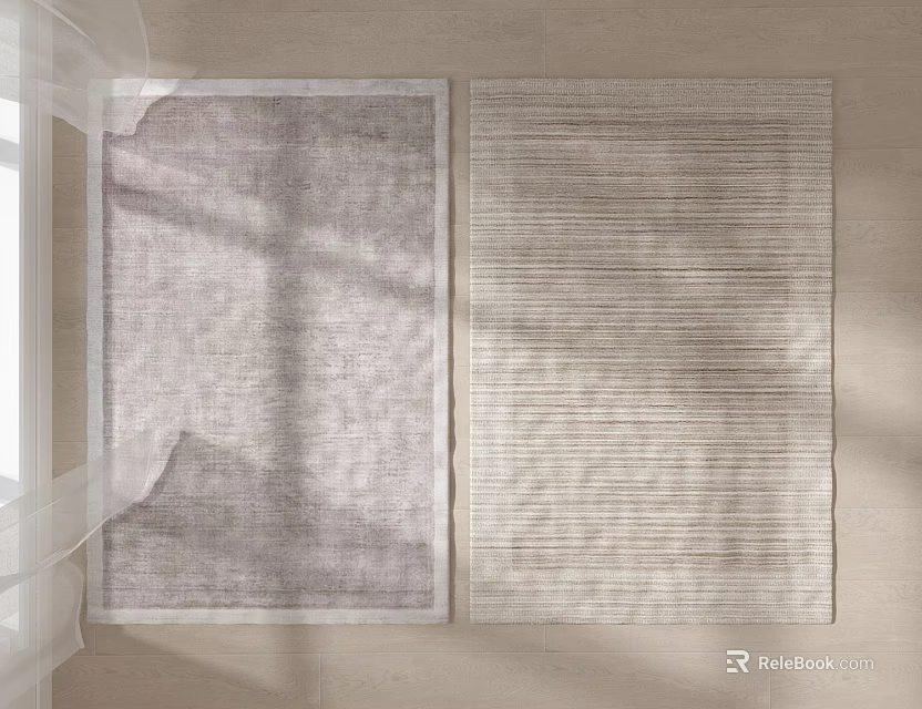 Square Rugs With Textured And Striped Patterns In Neutral Tones Under Natural Light 3d model