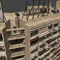 Weathered Residential Building Facade With Numerous Air Conditioning Units And Balconies