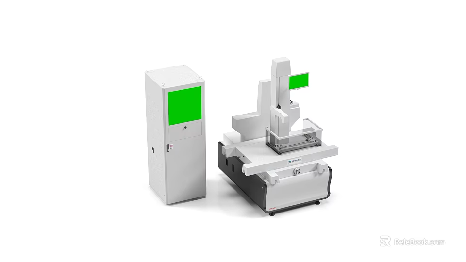 Advanced Industrial Automation Equipment With Control Cabinet And Green Display Screen 3d model 