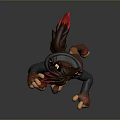3D Rendered Cartoon Wolf Character In Black Hoodie With Fighting Pose And Red Accents
