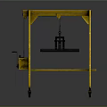 Yellow Mobile Gantry Crane Equipment with Wheels and Lifting Frame 3d model