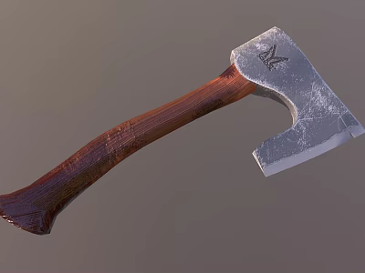 Handcrafted Battle Axe With Forged Metal Head Wooden Handle And Sharp Blade 3d model Handcrafted Battle Axe With Forged Metal Head Wooden Handle And Sharp Blade 3d model