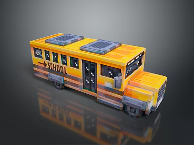 Yellow School Bus With Solar Panels And School Sign 3D Model Design 3d model