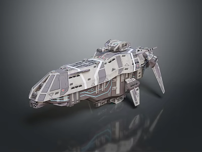 Futuristic Cosmic Spaceship With Detailed Armored Hull And Advanced Thruster Design 3d model