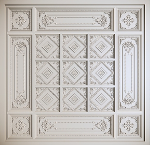 French plaster line ceiling carved plaster line corner line 3d model