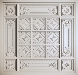 French plaster line ceiling carved plaster line corner line 3d model