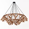 Modern Wooden Geometric Chandelier With Intricate Hanging Structure For Interior Decor