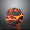 Wooden Stone Decorative Sphere With Textured Surface And Red Orange Glowing Cracks For Home Decor