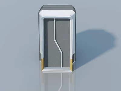 Modern Geometric Device Design With White Gray Panel And Golden Accents 3d model