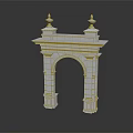 Classical White Archway Structure With Ornamental Spires And Design 3d model