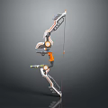 Modern Mechanical Bow With Orange White Accents And Futuristic Design