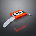 Orange Tape Measure With White Retractable Tape And Black Button Design 3d model