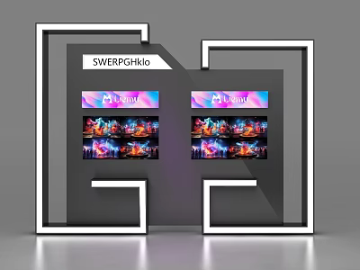 Modern Display Shelf Design With Double Digital Screens And LED Lighting 3d model