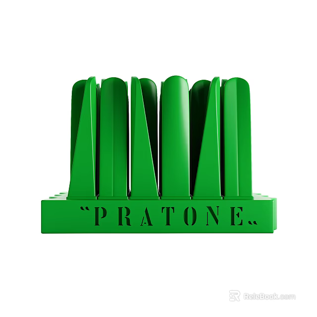 Green Decorative Ornament Set With Leaf Shaped Structures And Pratone Label 3d model 