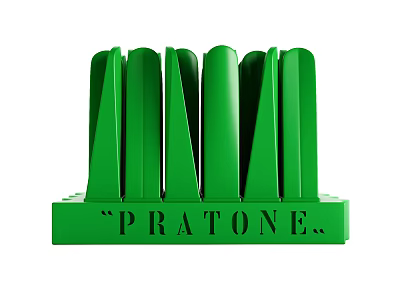 Green Decorative Ornament Set With Leaf Shaped Structures And Pratone Label 3d model