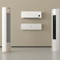 Wall Mounted Air Conditioners And Tower Fans In Modern Interior Setting 3d model