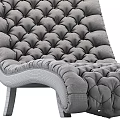 Grey Tufted Sofa Bench with Soft Velvet Upholstery and Decorative Stitched Edges
