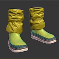 Yellow Boots With Gold Ruffled Upper And Gray Soles Stylish Design For Fashion