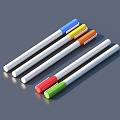 Pen Brush Colored Pen Stationery 3d model