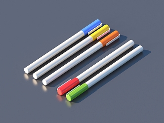 Pen Brush Colored Pen Stationery 3d model