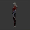 Futuristic Female Game Character With Red And Black Armored Suit And Long Hair