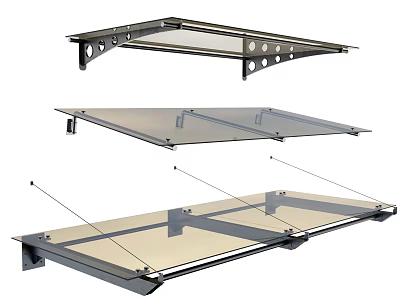 Durable Metal Frame Outdoor Awning With Transparent Panels And Mounting Brackets 3d model