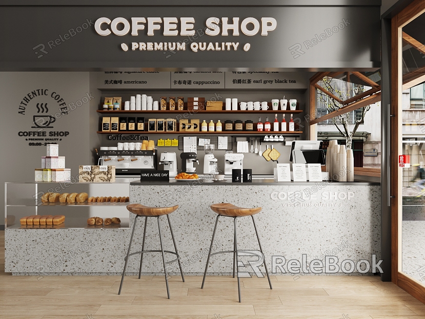 Coffee shop Cashier Cafe Operator Front Desk Coffee Machine Coffee Supplies Single-layer Cashier Front Desk model