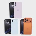 Apple Smartphones In Various Colors With Camera Setups And Screen Display Time 3d model