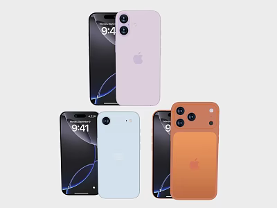 Apple Smartphones In Various Colors With Camera Setups And Screen Display Time 3d model