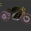 Sleek Black Off Road Motorcycle With Yellow Handlebars And Large Treaded Tires