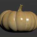 Decorative Orange Pumpkin With Round Smooth Surface And Golden Stem For Home Living