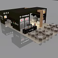 Modern Dessert Shop Interior With Cozy Tables Chairs Seating Area And Display Counter