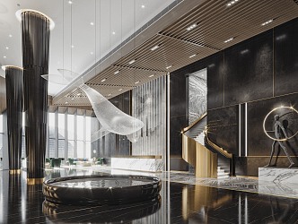 Light Luxury Hall Hotel Lobby 3d model