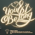 Neon Lighting Combination Featuring Artistic Word Design Heart Shape and Warm Yellow Glow