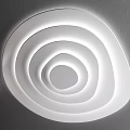 Modern Circular Layered White Ceiling Light With Illuminated Rings On Gray Ceiling 3d model