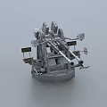 Detailed 3D Model Of Heavy Machine Gun With Metal Bracket And Mechanical Components