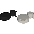 The combination of the silent wind tea table 3d model