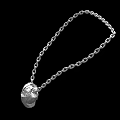 Fashionable Silver Necklace with Chain Link Design and Textured Round Pendant