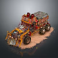 Military Vehicle Featuring Large Tires Front Scoop Top Equipment and Rugged Armored Design