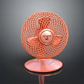 Stylish Orange Round Air Conditioning Fan With Mesh Cover And Pink Base
