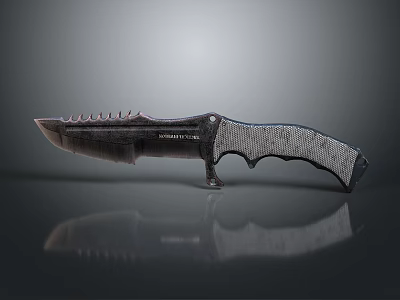 Tactical Outdoor Knife With Serrated Blade And Textured Grip Handle Design 3d model