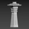 White Tower Shaped Multi Layered Traditional Chinese Architectural Components With Canopy Top 3d model