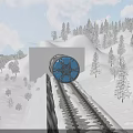 Snowy Mountain Railway Tunnel Entrance With Snow Covered Tracks And Trees